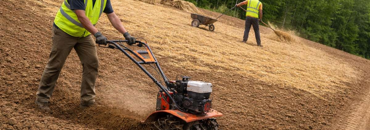 Preparação do solo antes da hidrossemeadura