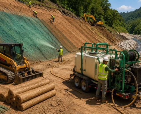Equipamentos em obras de bioengenharia e suas funções